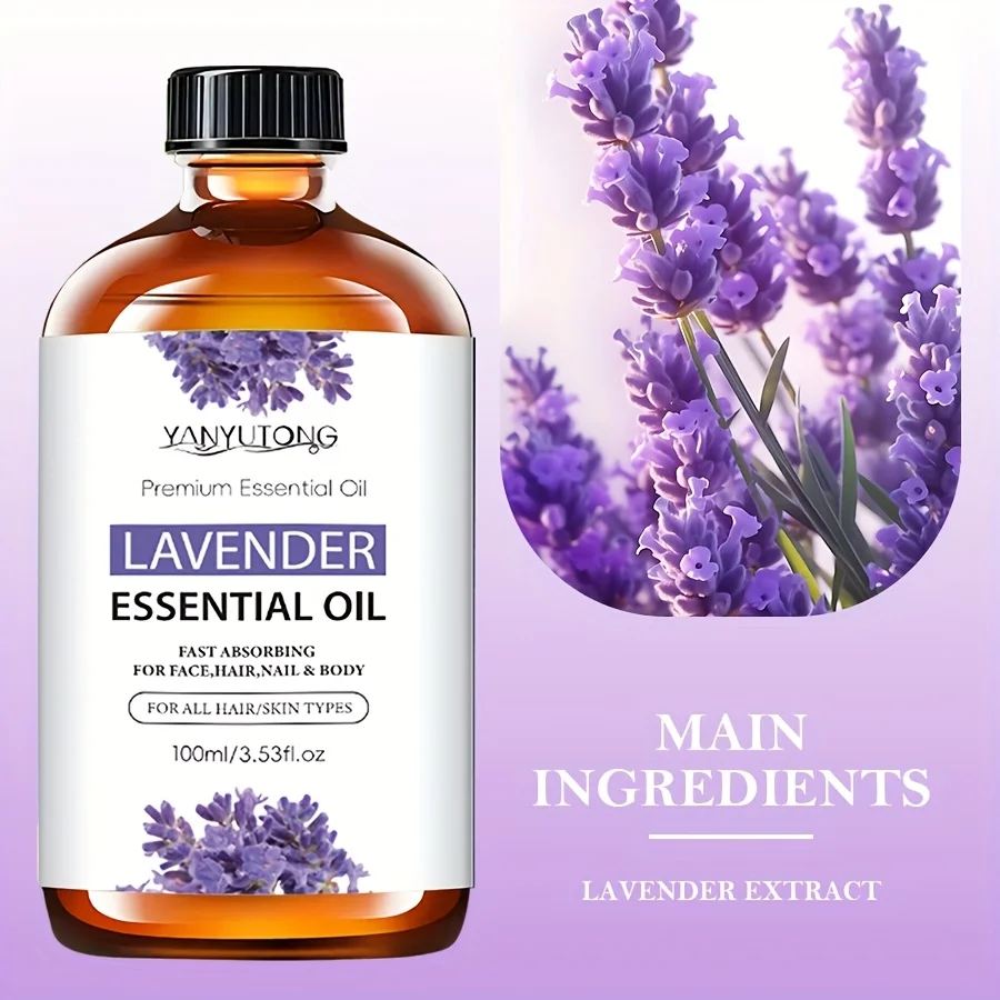 

Natural Lavender Essential Oil 3.38oz Light Beige Care for Massage Shower Diffusing Relaxation Suitable for Face Body