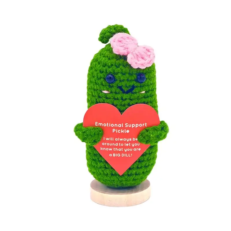 

Handmade Emotional Support Pickle Cucumber Cucumber Crochet Doll Inspirational Cucumber Knitting Doll For Christmas Positive