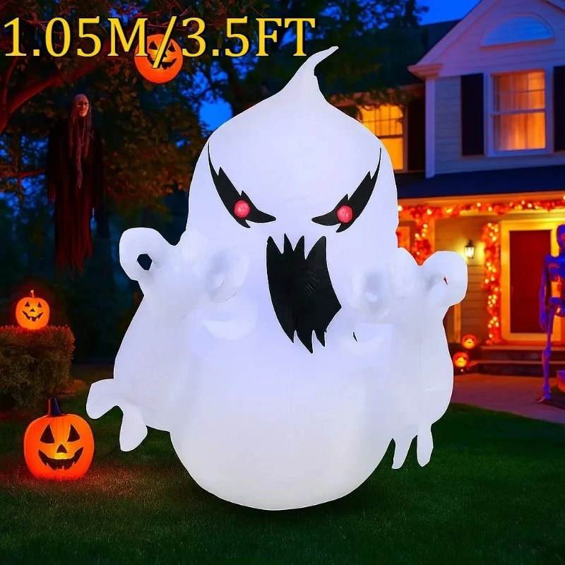 3.5FT Outdoor Inflatable Toys Ghost Decorations Halloween Blow Up Horror Party Decor Indoor Courtyard Yard Garden Lawn Ornament