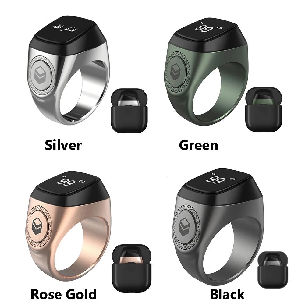 

20mm Counter Smart Ring with Charging Box Smart Tally Counter Bluetooth-compatible 5.1 Vibration Reminder Zinc Alloy for Muslims