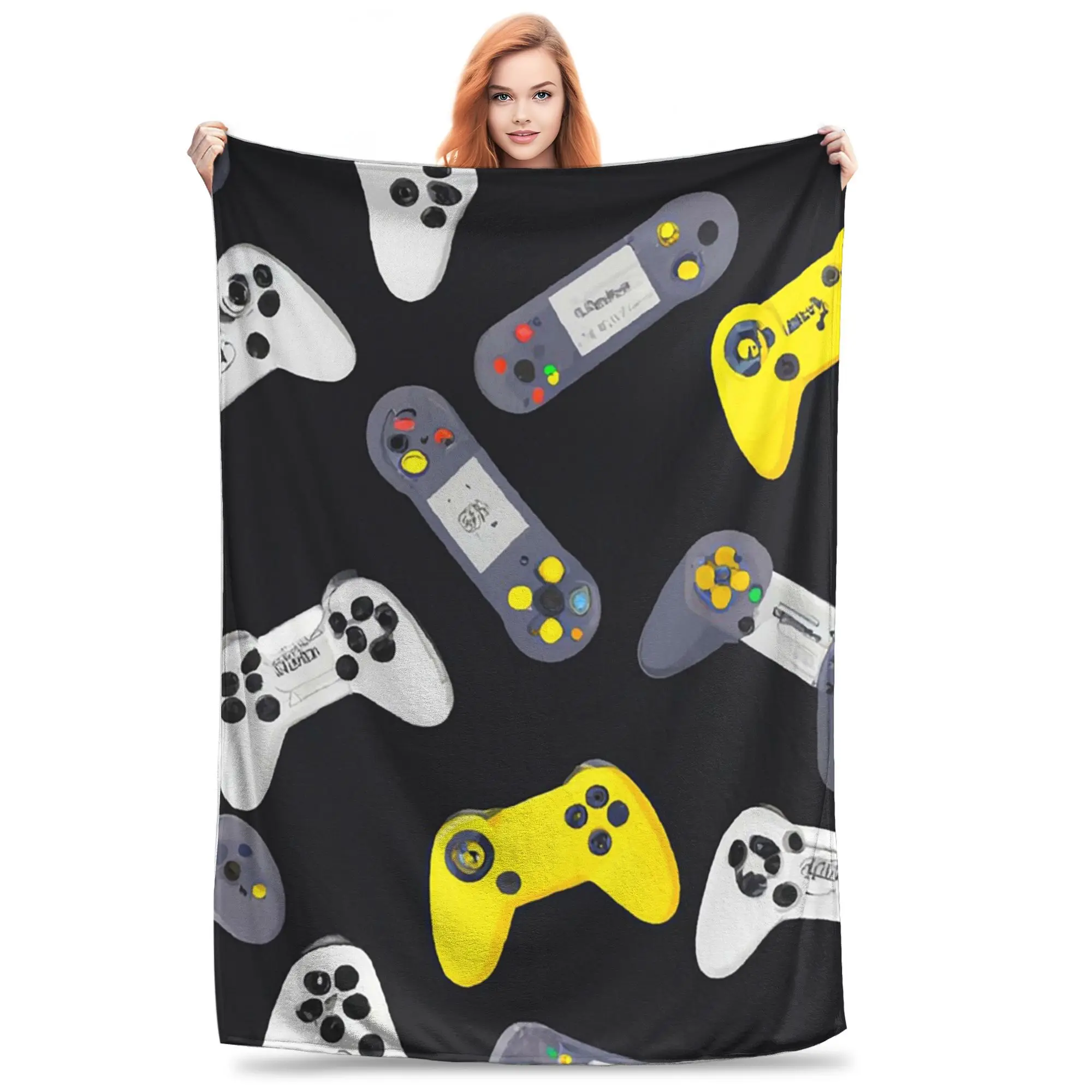 Gaming Controllers Pattern Blankets Soft Warm Flannel Throw Blanket Cover for Bed Living room Picnic Travel Home Sofa