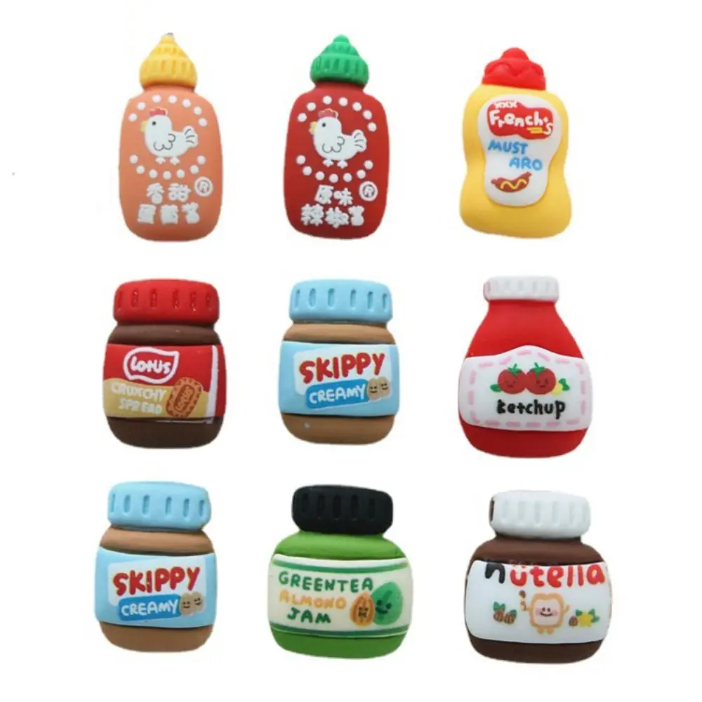 9Pcs/set Mini Drink Bottle Fridge Accessories Resin Drink Bottle Seasoning Bottle Miniatures Cute Seasoning Bottle DIY Food Toy