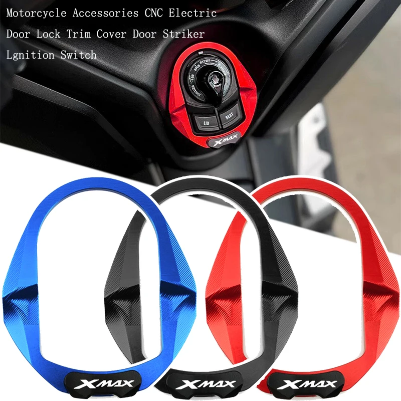 Motorcycle Accessories CNC Electric Door Lock Trim Cover Door Striker Lgnition Switch For XMAX300 XMAX 300 X-MAX 2023 2024