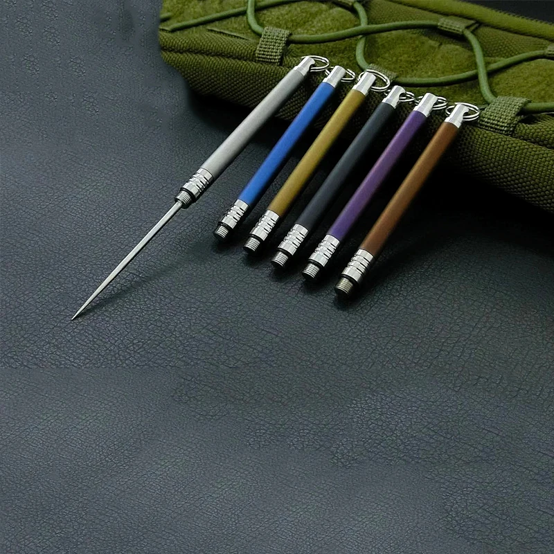 Multifunctional Metal Titanium Portable Reusable Pocket Toothpicks Keychain for Outdoor Travel Picnic Camping