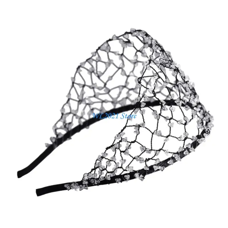

G5GC Rhinestones Hair Hoop Headpiece for Party Birthday Hairbands Stage Headwear Photo Props Bridal Jewelry