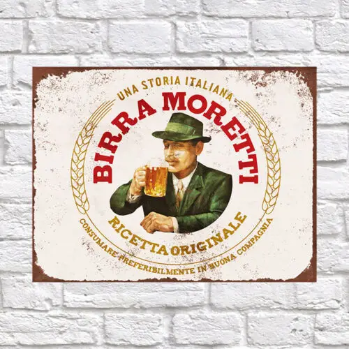 Birra Moretti, Retro metal Tin Aluminium Vintage Sign Bar Garage Man Cave Gift