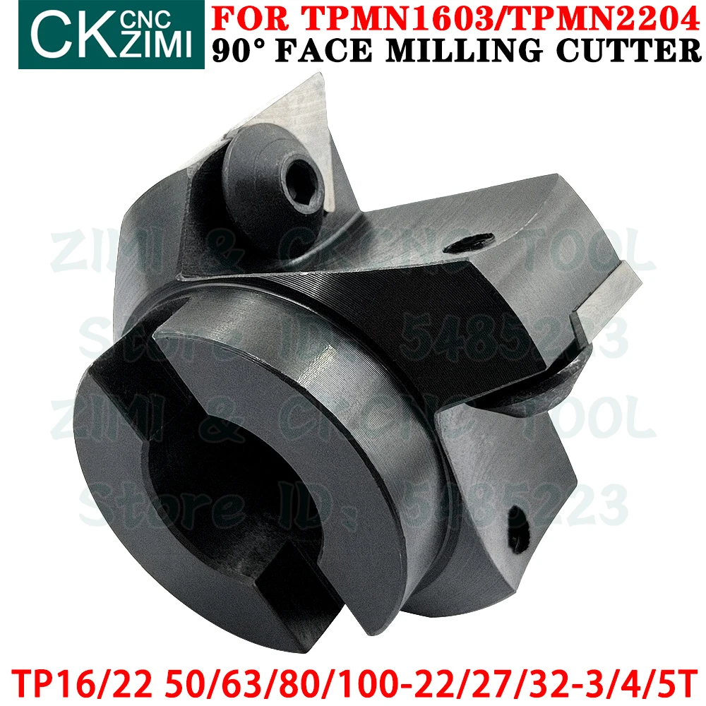 TP16 TP22 50/63/80/100mm Right angle milling cutter fast feed face milling cutter Indexable tools for TPKN TPMN 1603 2204 insert