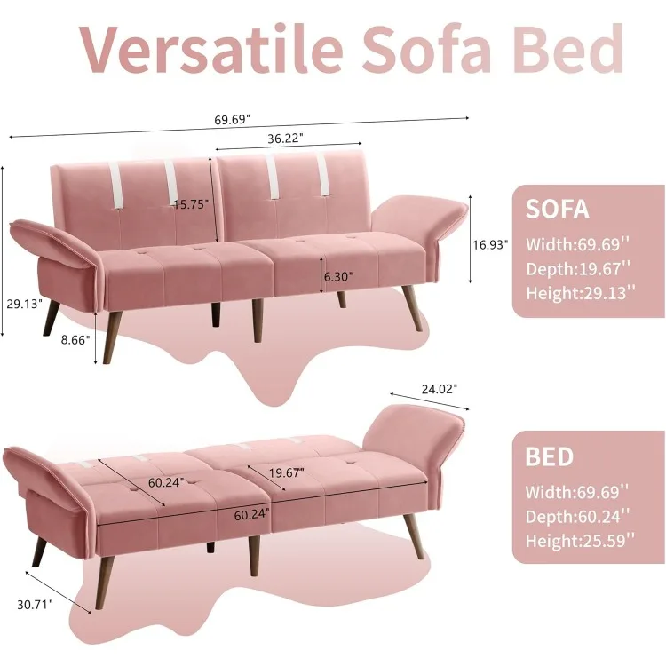 Sofa Bed Modern Folding Sleeper Couch Bed for Living Room,Velvet Loveseat Sofa Couch Sofa cama for Apartments Office Small