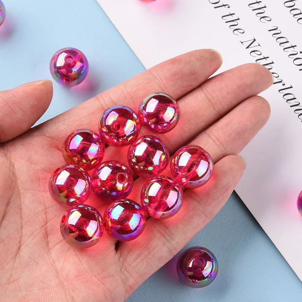 PandaHall 220 Stück AB-beschichtete transparente Acryl-Rundperlen, 16mm Mehrfarbige Schillernde Oberfläche für DIY Armband Schmuck Basteln – Detail 28