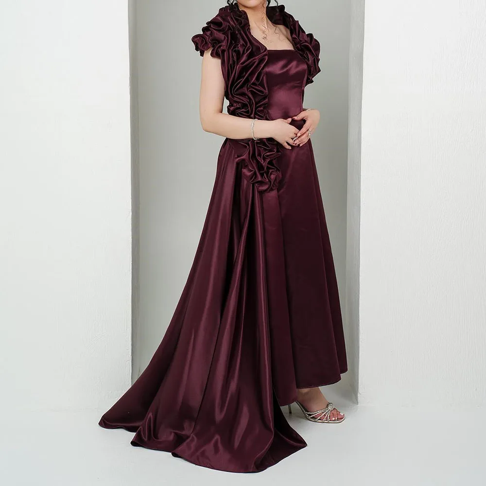 

Customized A-Line Prom Dresses Floor-Length Off The Shoulder Sleeveless Evening Gown Simple Fashion Draped Casual Party Gown