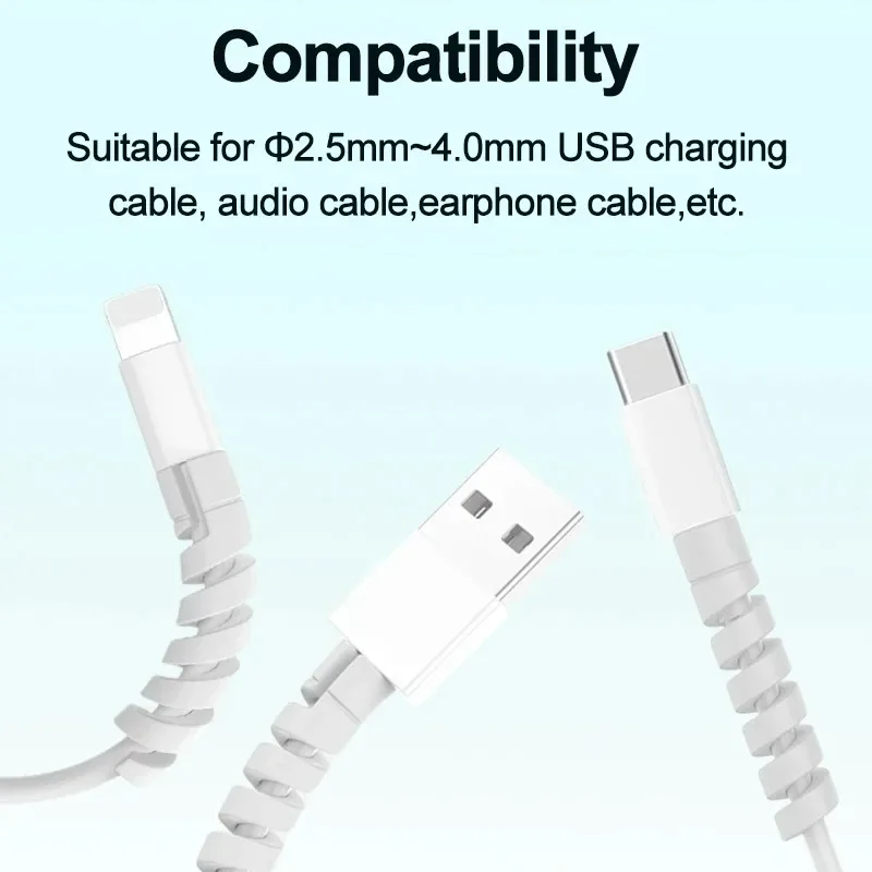 10PCS Spiral Cable Winder Protector Soft Silicone Cable Winder Clip Saver Cover For Android Phone Mouse Earphone Wire Protection