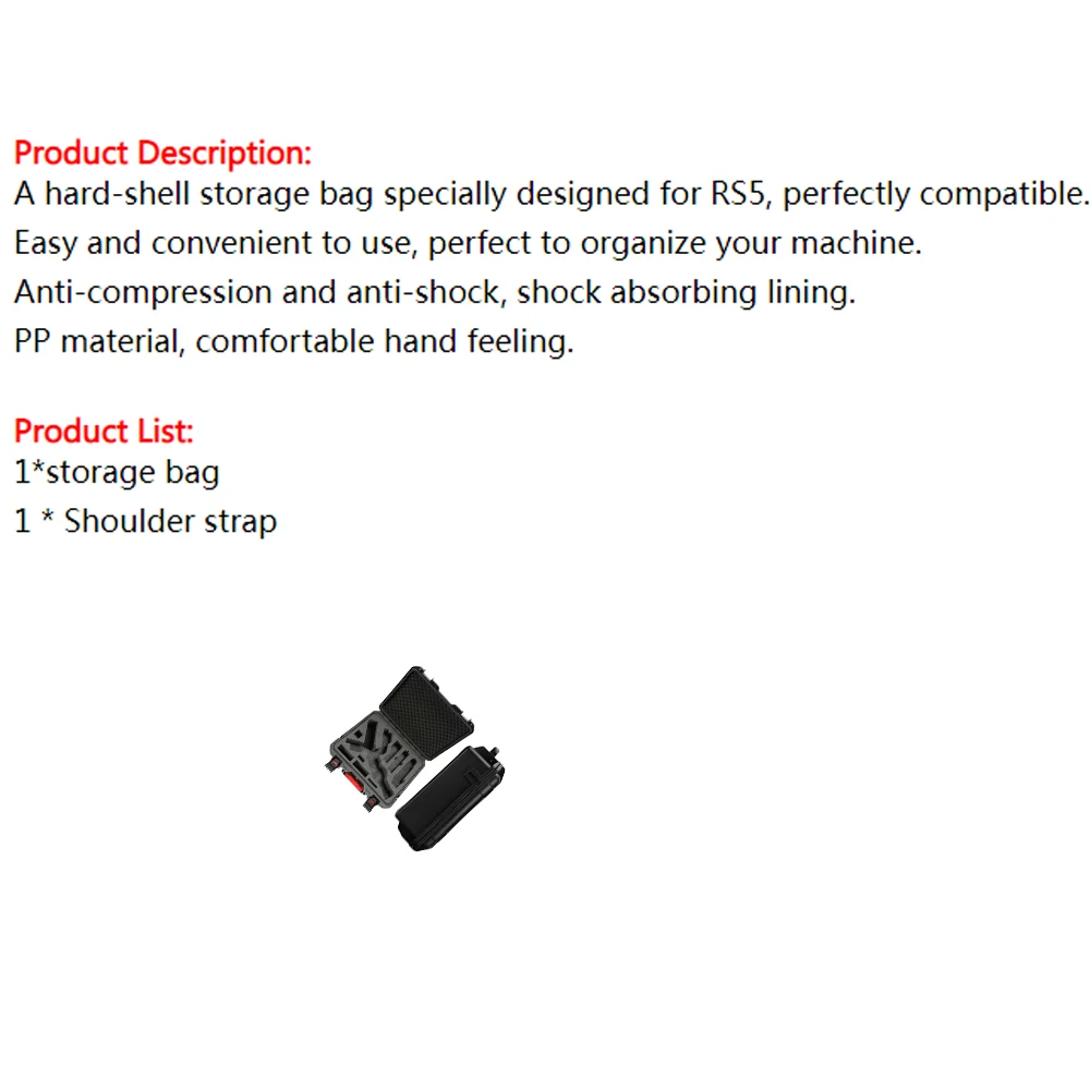 

Explosion-Proof Carrying Case for DJI RS5, Waterproof Hard-Shell Storage Box with Handle Protective Case Travel Portable Handba