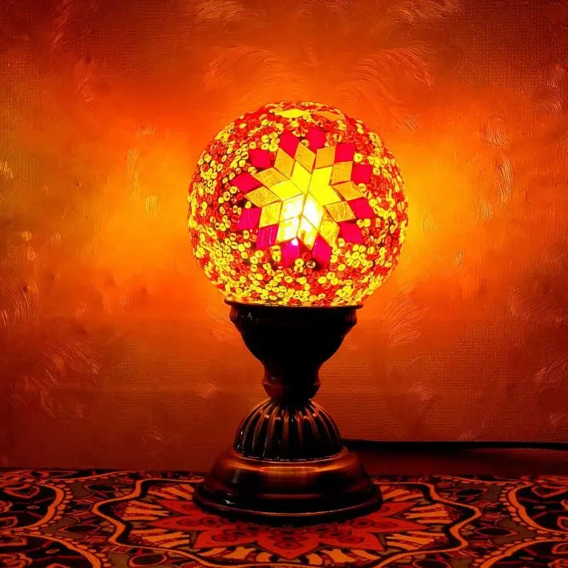 Mosaic Table Lamp Bedside Children\'s Room Decorative Lighting Turkish Ball Diy Nightlight  Bed Room Desk Decoration Desk Lamp