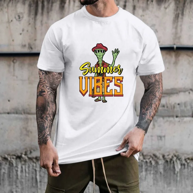 Trendy Vacation - Style Alien Pattern Heat - Transfer White Ink Iron - on, Suitable for T - Shirts/Canvas Bags, Casual &