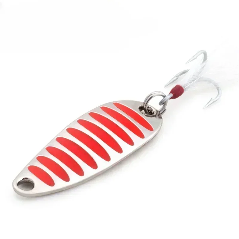 Wide mouthed fish with single curved surface, 3rd generation red stripe spoon shaped sequin, curved mouth lure, fake bait