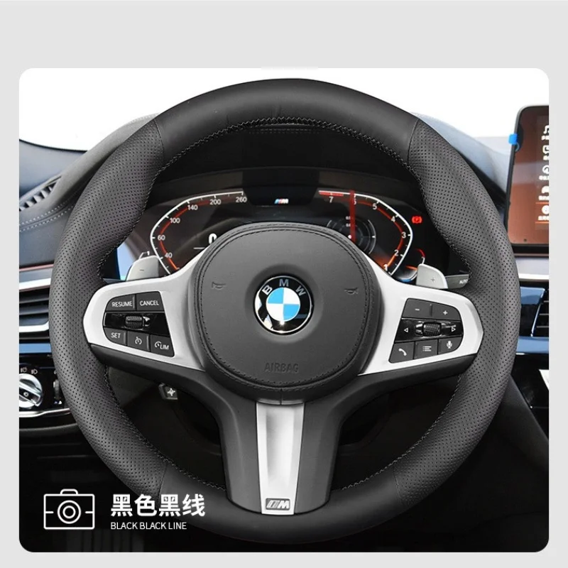 

For BMW Steering Wheel Cover 5 Series New Energy Ix3 3 Series Genuine Leather Hand Stitched 2020-2022 Auto Interior Accessories