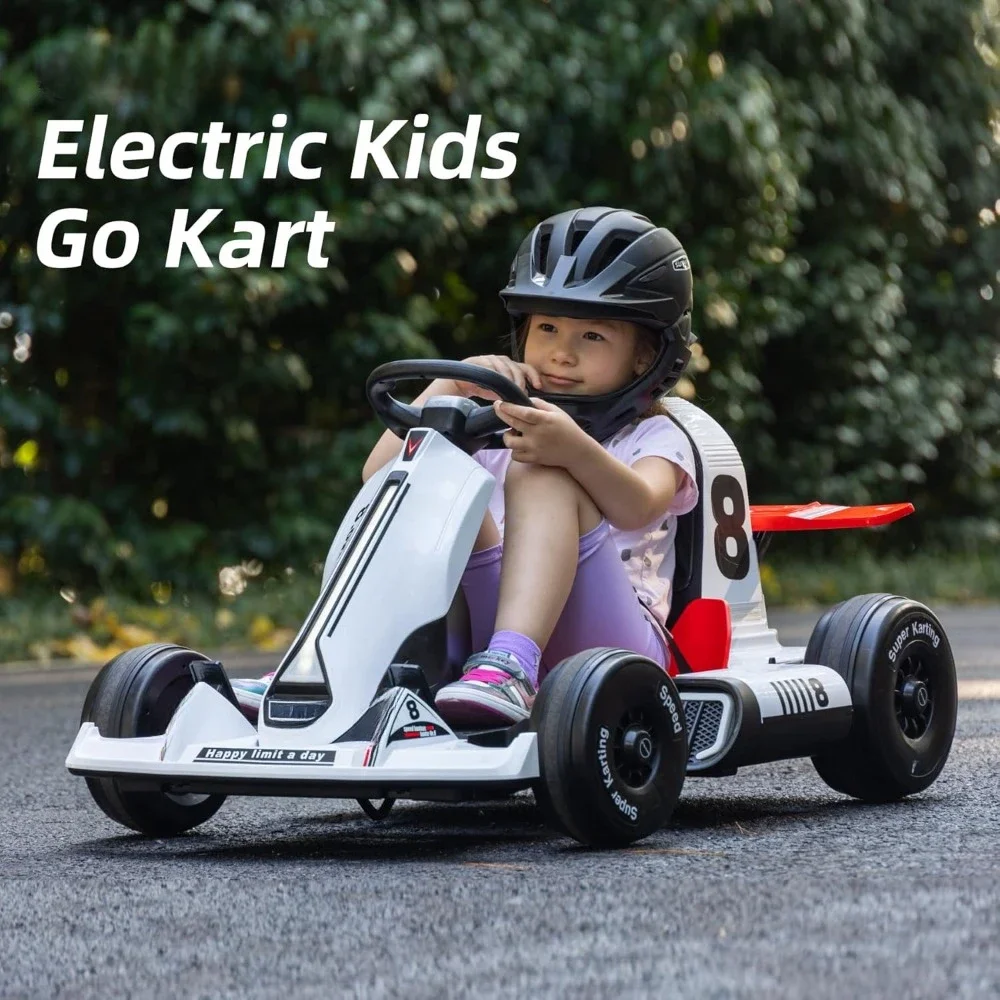 Electric Go Kart for Kids 12V Battery Powered Pedal Go Kart for Toddler 3+ Years Adult Ride on Car Drift Kart Outdoor Race Toy