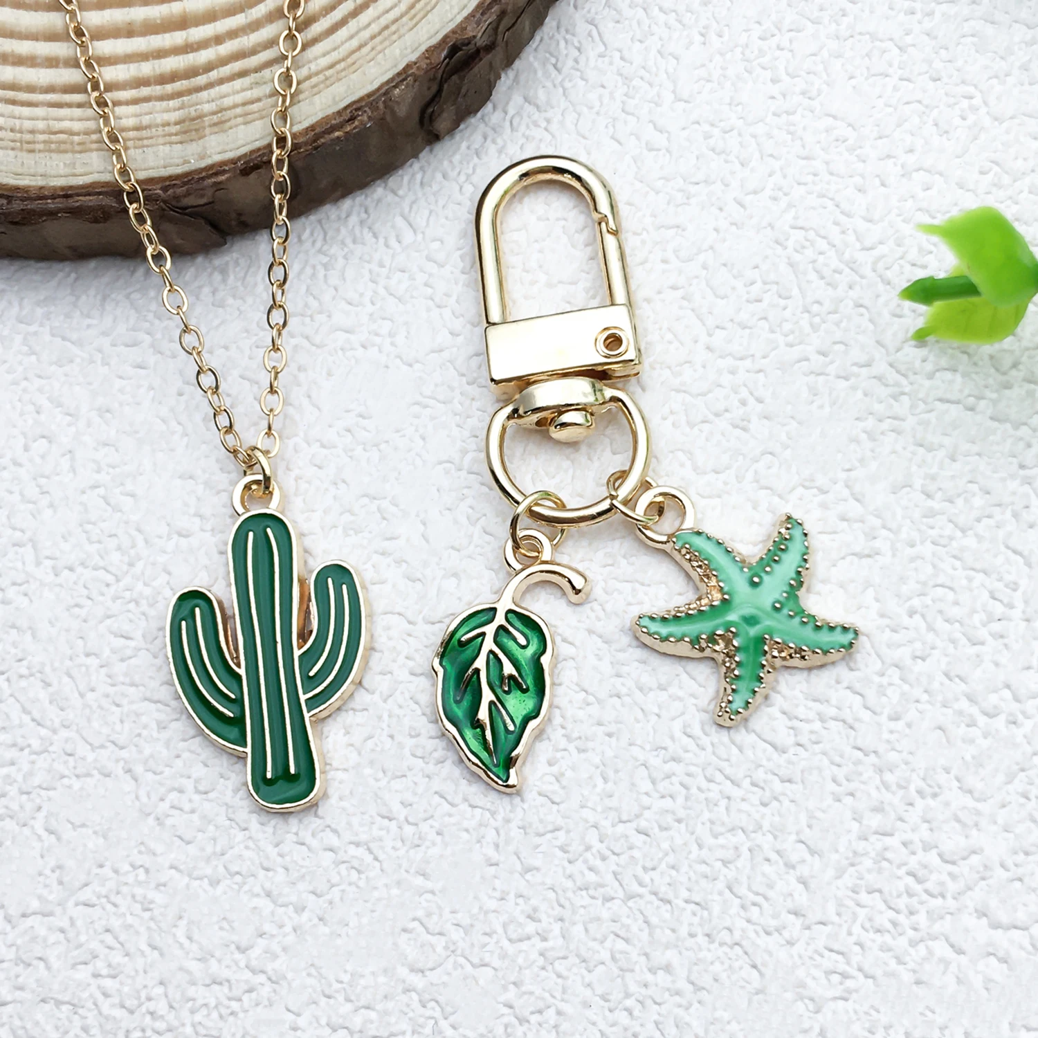 Serie de conjunto de joyería verde de aceite de goteo de aleación de Zinc de 20 piezas mezclado, accesorios artesanales para hacer joyería de moda DIY, accesorios de moda para festivales