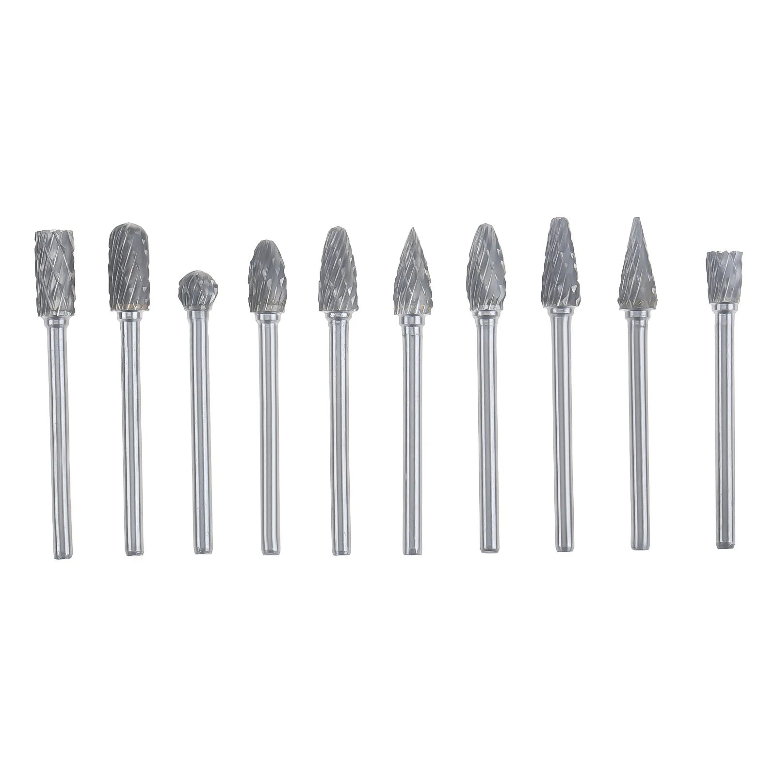 

10pcs Double Cut Carbide Burr Set 1/8” Shank DIY Woodworking Carving Drilling Metal Polishing Engraving for Dremel Rotary Tool