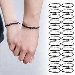 26 Letters Woven Bracelet Adjustable Handwoven Couple Braided Bracelet With Black White Beaded Personalized Jewelry Accessories