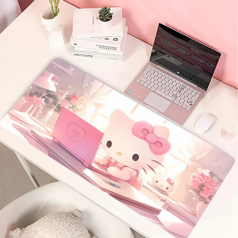 

Mouse Pad Kawaii Non-Slip PC Desk Mat Cute Hello Kitty Large Gaming Mousepad Office Rubber Mouse Pad Pink Keyboard Pads for Girl