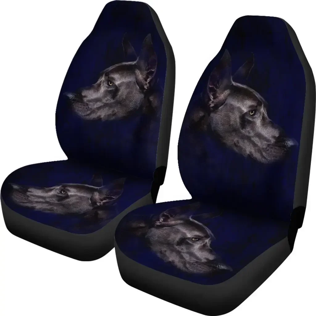 Black Great Dane Dog Art Print Car Seat Covers Set 2 Pc, Car Accessories Seat Cover