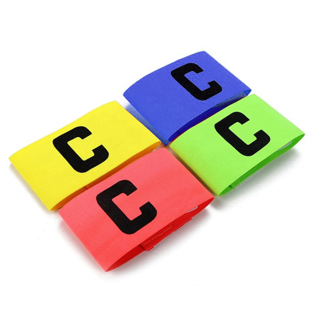 4pcs Captain C Letter Armband Elastic Bright Color Football Soccer Band For Team Sports Adjustable Player Accessories view 2