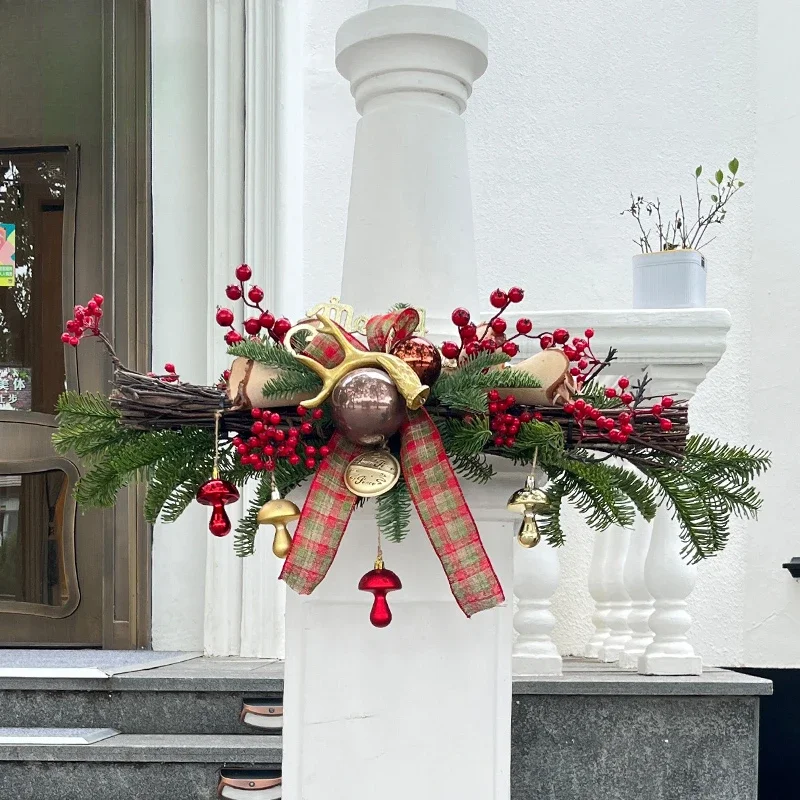 

Flower wall stockings Christmas wreath rattan decoration pendant