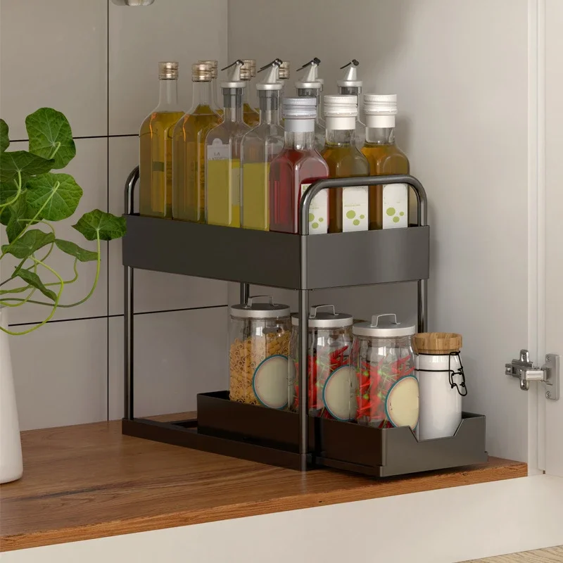 

Pull-out Spice Storage Rack Useful Things for Kitchen Storage & Organization Cutlery Organizer Kitchen accessories Home Item