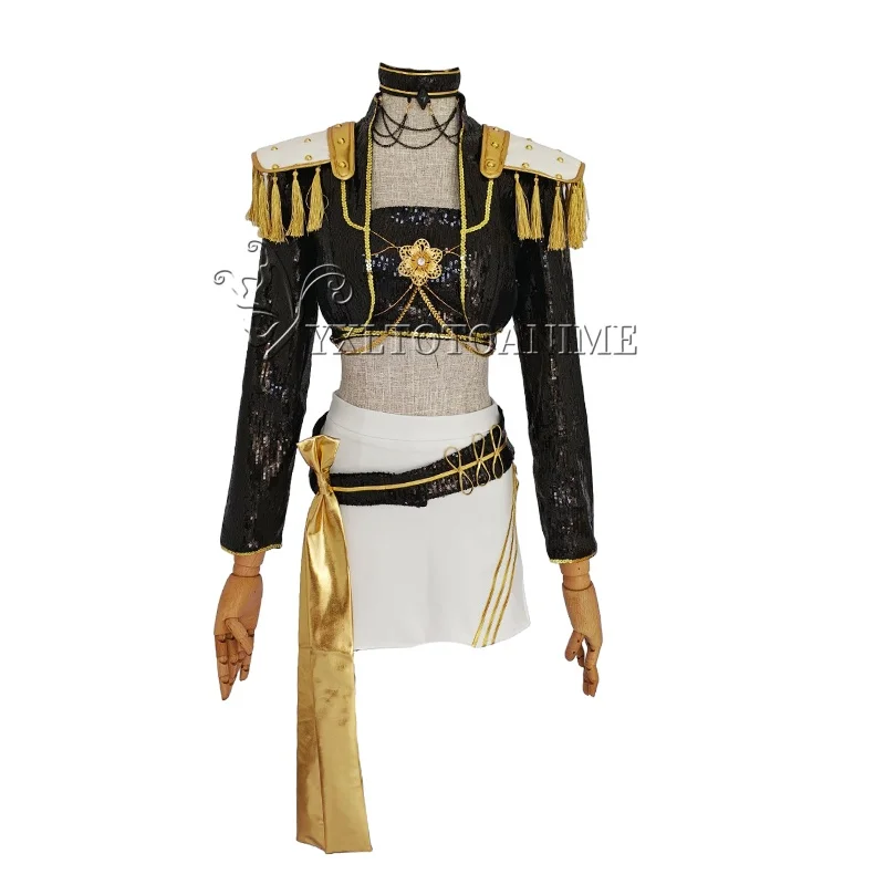 ミラコスプレ KPop 悪魔ハンターコスプレ衣装女性ブラックゴールデンスーツハロウィンパーティーロールプレイング衣装