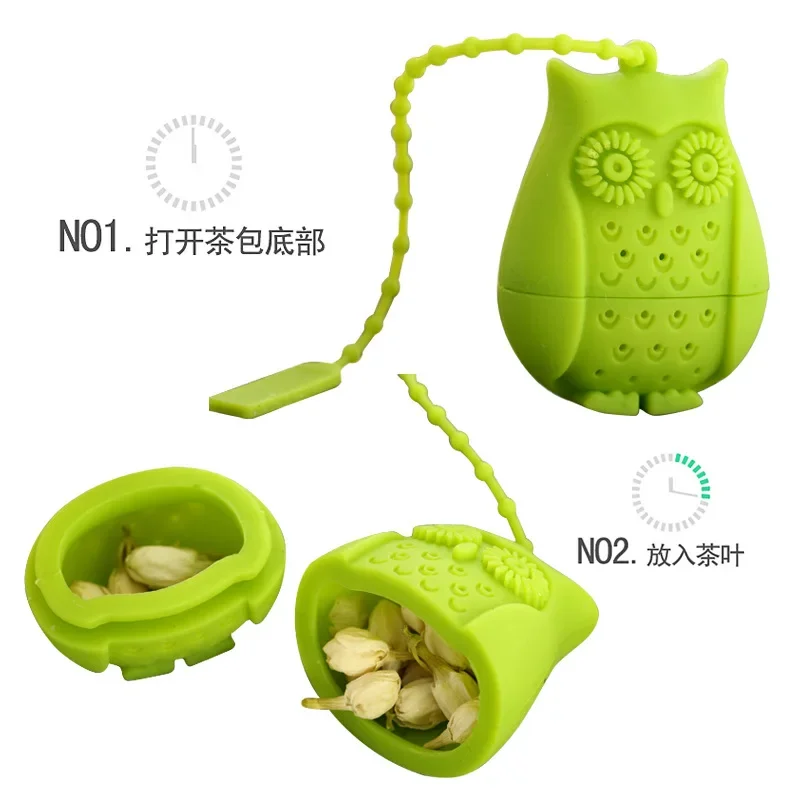 

2016 Hot Sale Owl Tea Bags Strainers Silicone Teaspoon Filter Infuser Silica Gel Filtration Silicone loose-leaf Tea Infuser Filt