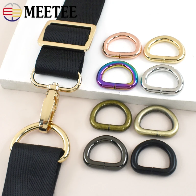 

10Pcs 13-50mm D Ring Bag Strap Metal Buckle Backpack Connect Hook Keychain Webbing Adjust Clasp Buckles DIY Hardware Accessories