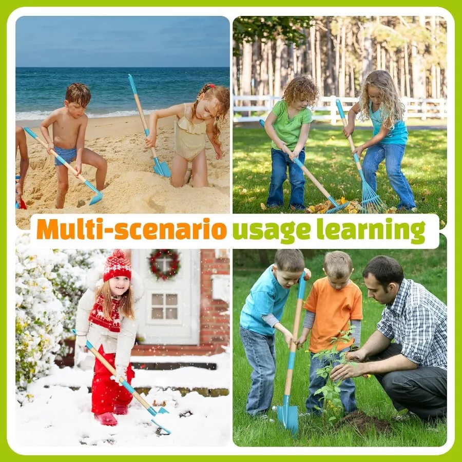 Conjunto de ferramentas de jardinagem com carrinho de mão, brinquedo educacional ao ar livre, pá, ancinho, regador, praia, jardim, quintal, fazenda, brinquedos de escavação fo