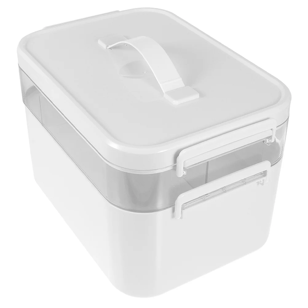 

Portable Medicine Storage Box with Handle Tiered Design for Cosmetics Sewing Crafts Stationery Emergency Kit Large Capacity
