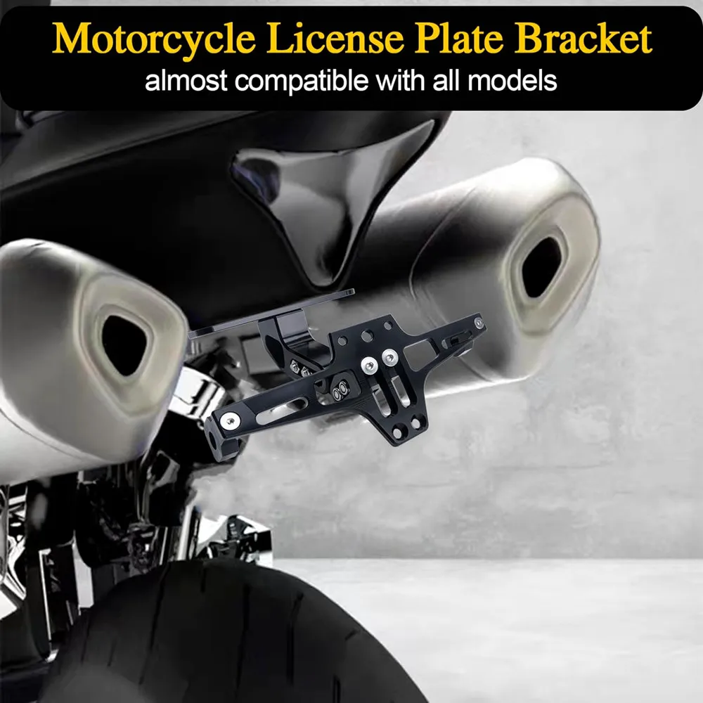 Universal Motorcycle License Plate Holder Number Plate Bracket For BMW R1200GS Yamaha MT07 MT10 Kawasaki Z750 Z800 Accessories