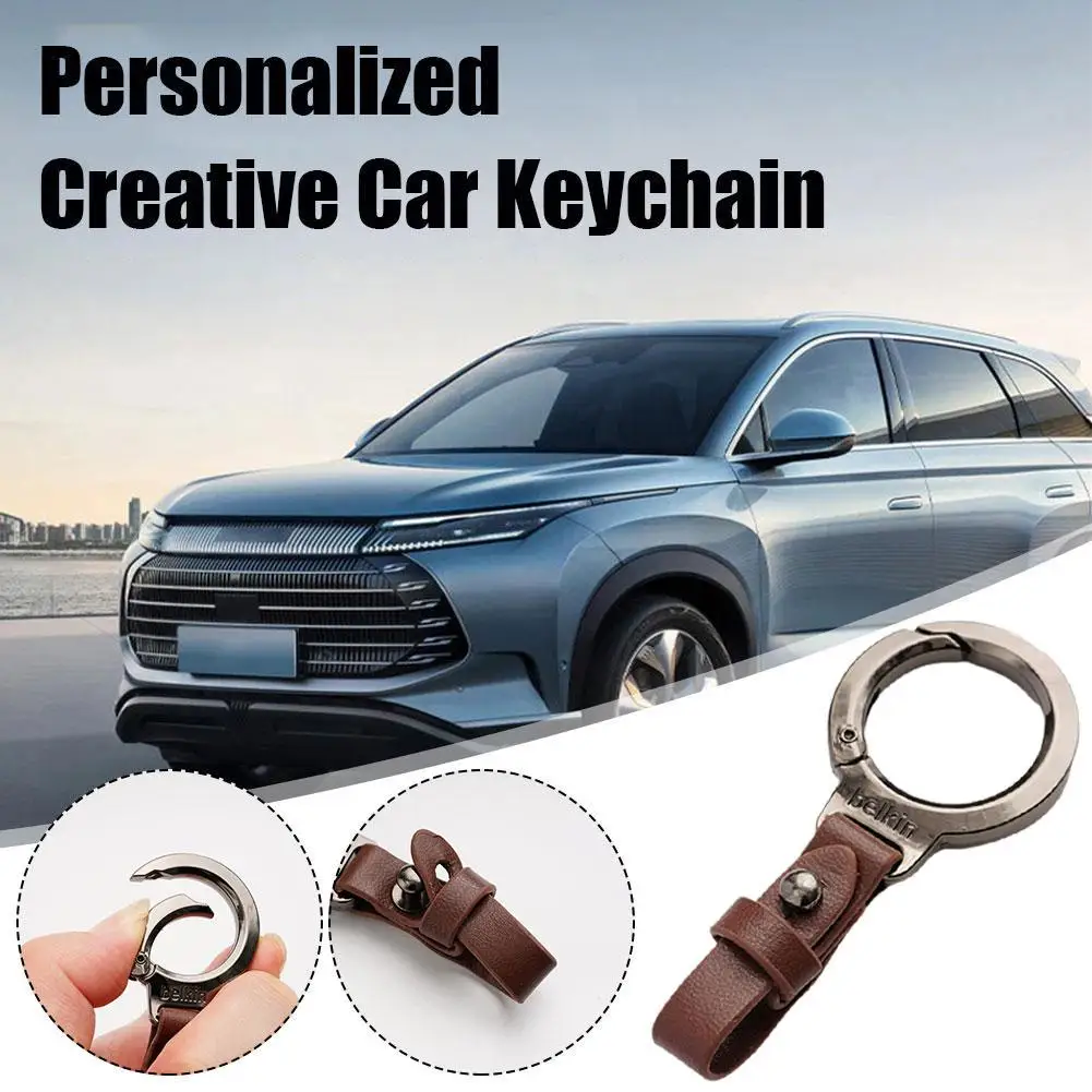 Luxury Key Chain Leather Pure Color Metal Buckle Fashion Exquisite Key Holder Gift for Girls Boys Car Accessories