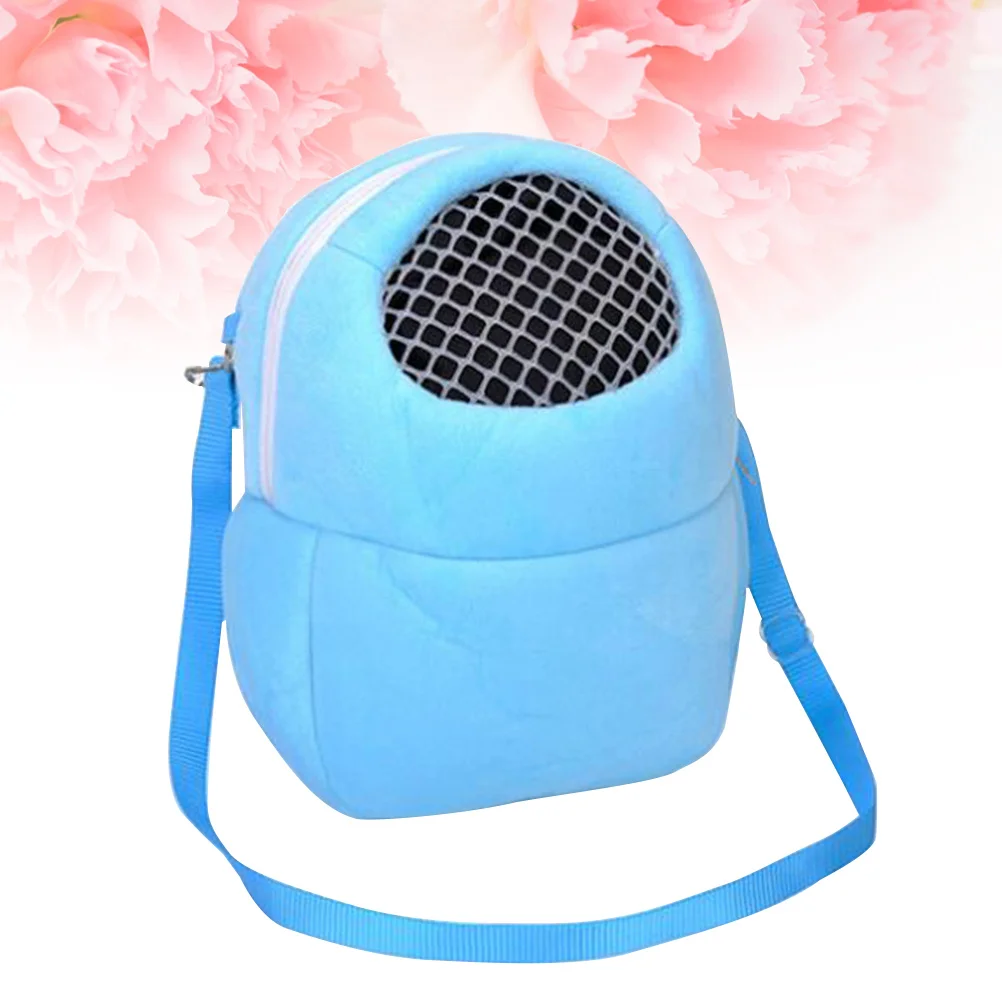 حقيبة سفر آمنة ومريحة من القطن M باللون الأزرق لحامل الحيوانات الأليفة لنافذة شبكية لسنجاب الهامستر وخنزير غينيا شينشيلا