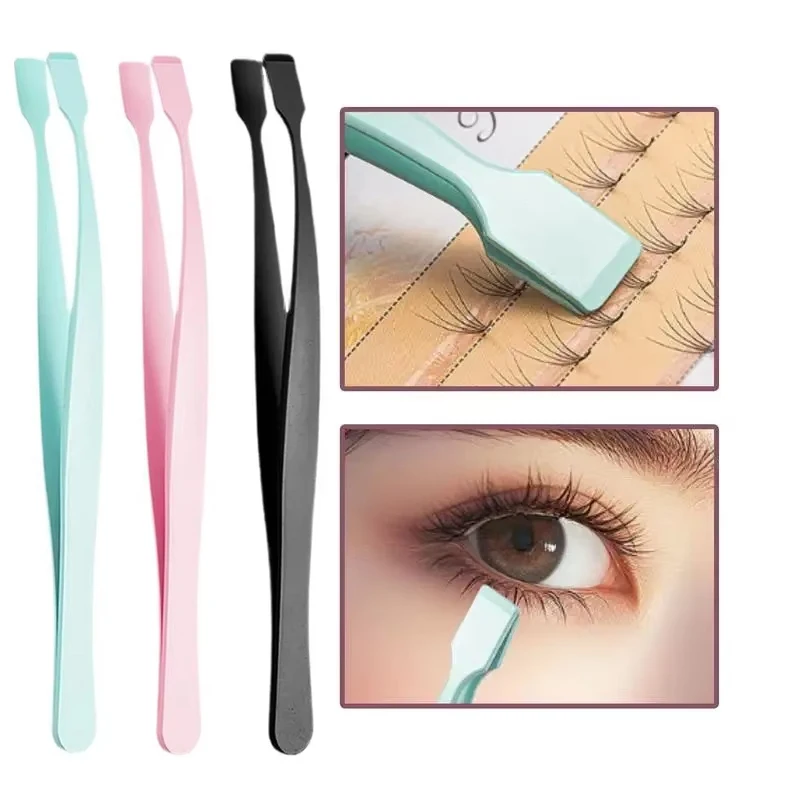 Lower Eyelash Tweezers Stainless Steel Eyelash Cluster Applicator Tweezers Lash Applicator Tool for Travel Salon Separating
