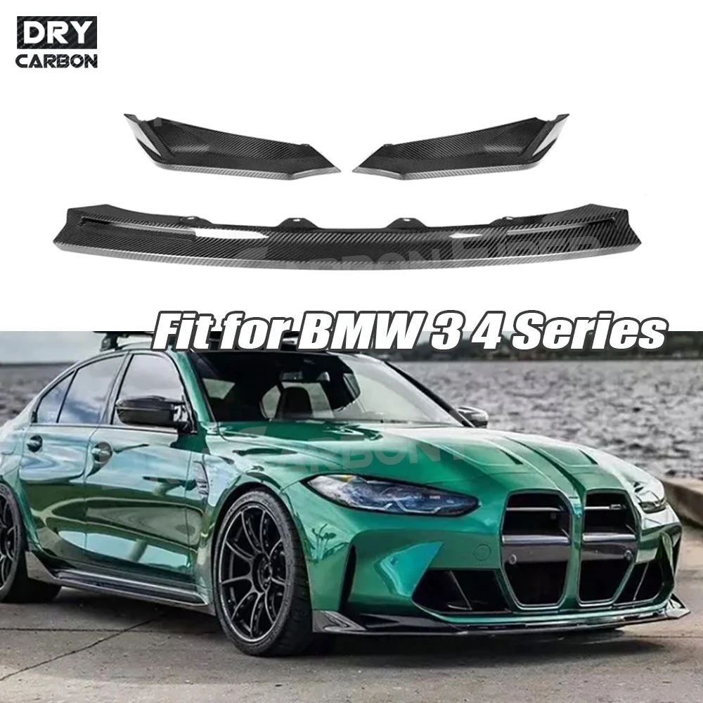

Передний бампер автомобиля из сухого углеродного волокна, разделитель губ для BMW 3 4 серии G80 G82 G83 M3 M4 Competition 2020 + спойлер на передний подбородок FRP