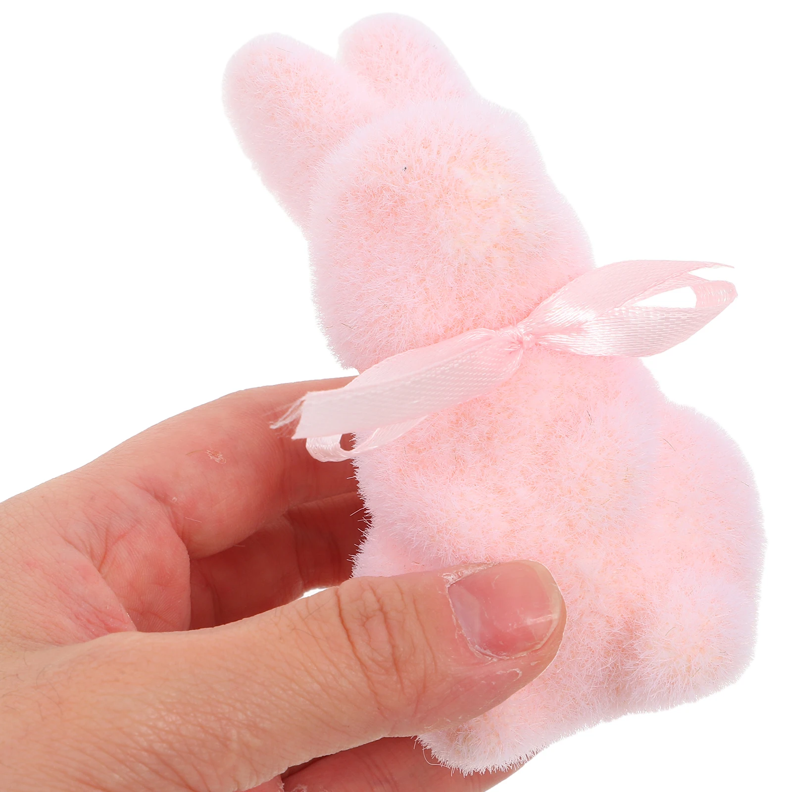 

4 Pcs Easter Bunny Moss Figurine Miniature Rabbit Decorations Flocking Animal Tabletop Living Room Bedroom Festive Holiday
