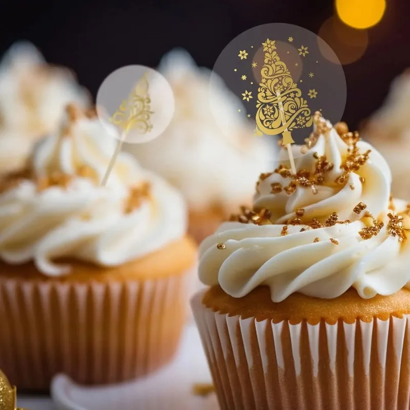 500 個 1 インチ/2.5 センチメートルクリアメリークリスマスステッカープレゼントカードタグ自己粘着シールラベルスクラップブッキングクリスマスステッカー