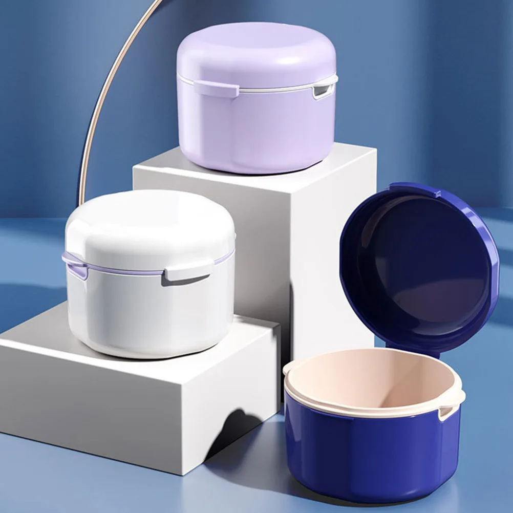 

Denture Case Portable False Tooth Retainer Container Mouth Guard Box Hollow Double Layer Design Easy Carry Orthodontic Holder