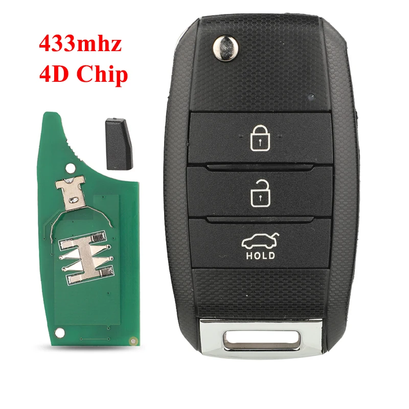 

Новинка: Автомобильный ключ-пульт Jingyuqin для Kia K5 Sportage с чипом, полностью складной, 433 МГц, 4D чип