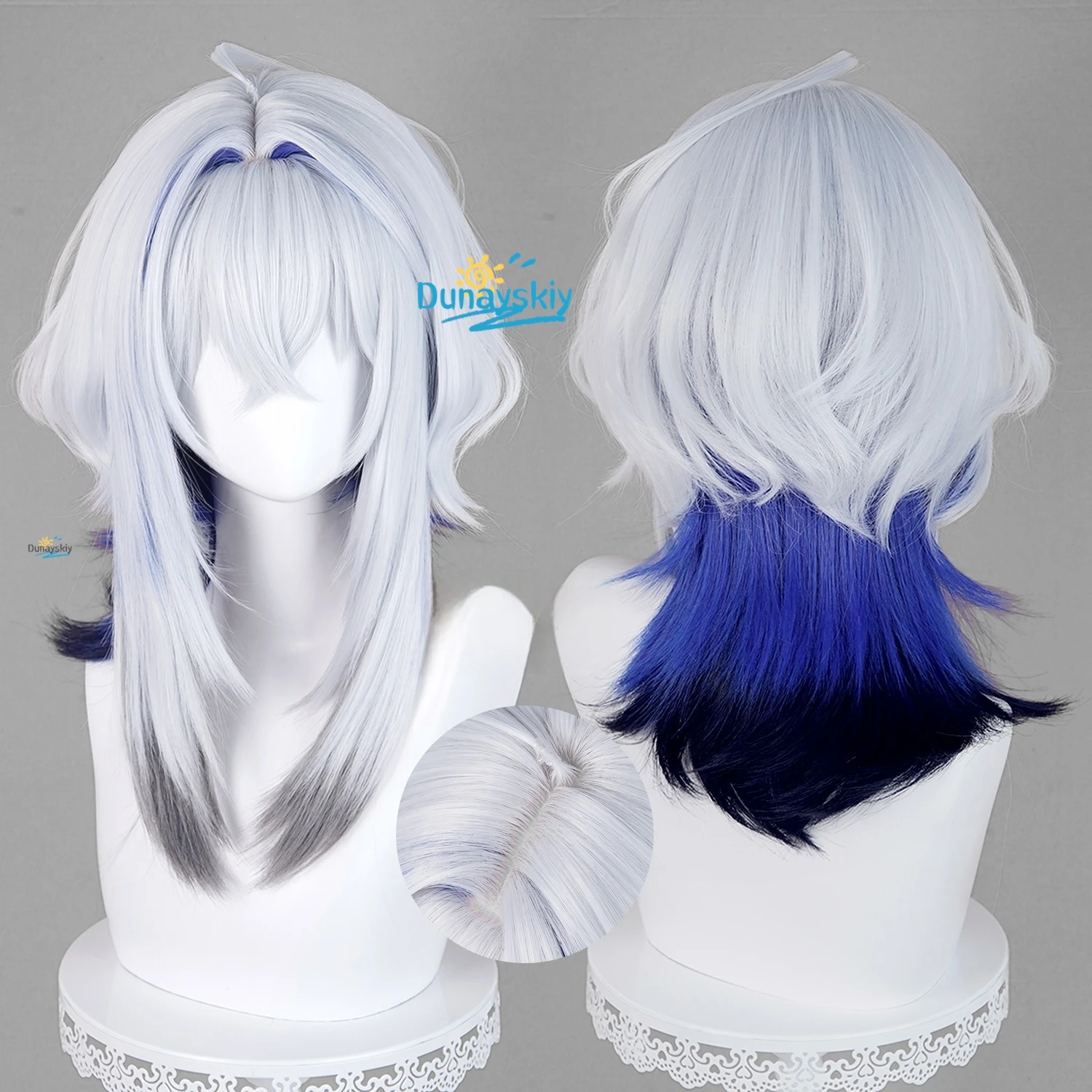 วิกผมคอสเพลย์กาลเบรนา สีเทาอมฟ - Anime Cosplay Blue Hair บทวิจารณ์และราคา