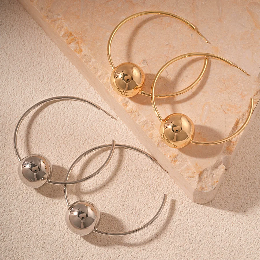 

Kshmir 2026 New Fashion Metal Big Circle Hoop Earrings For Women Exaggerated Gold Color C-Shaped Round Earrings Party Jewelry