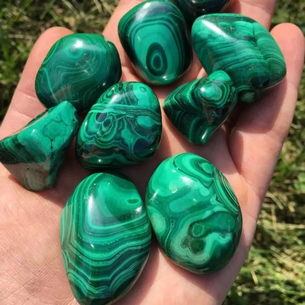 Natural Gem Tumbled Malachite Stone Crystals Tumbled Energy Raw Original Mineral Specimen Palmstone Witchcraft Healing Stone