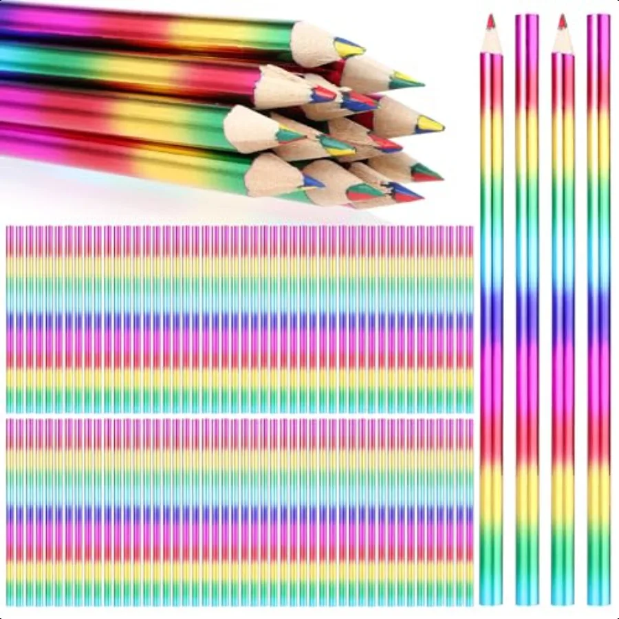 

96 Pieces Rainbow Color Pencils 4 in 1 Rainbow Pencils Wooden Colored Pencils Multi Colored Pencil for Home Office School Class