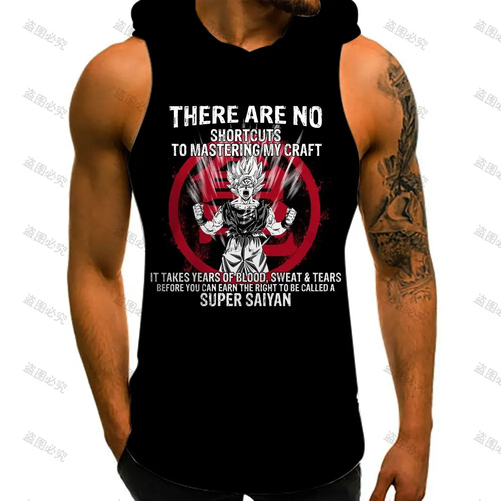 Dragon Ball Z Goku Kamizelka Z Kapturem Kamizelki Bez Rękawów Mężczyźni Tank Top Odzież Na Siłownię Mężczyźni Moda Vegeta Harajuku Styl Anime High Street