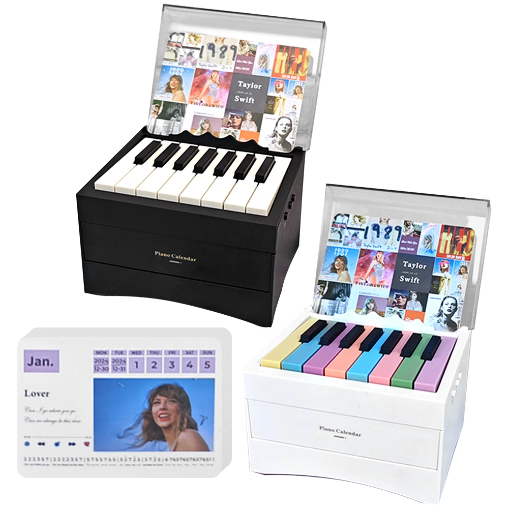 BT Taylor Piano Calendar 2025 Music Sheets Toy Playable Mini 15 Keys Piano Calendar with 27 Music Calendar Cards 52 Songs