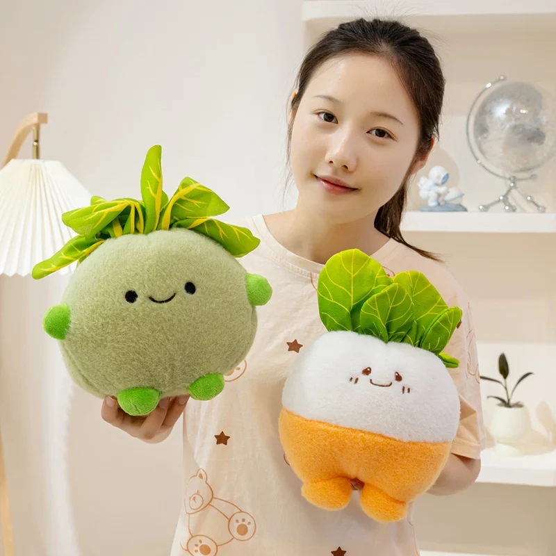 Kawaii الخضار الأسرة بلوشي البروكلي البروكلي الباذنجان الثوم الفجل البطاطس الكرفس اليقطين الفطر محشوة ألعاب الدمى الاطفال